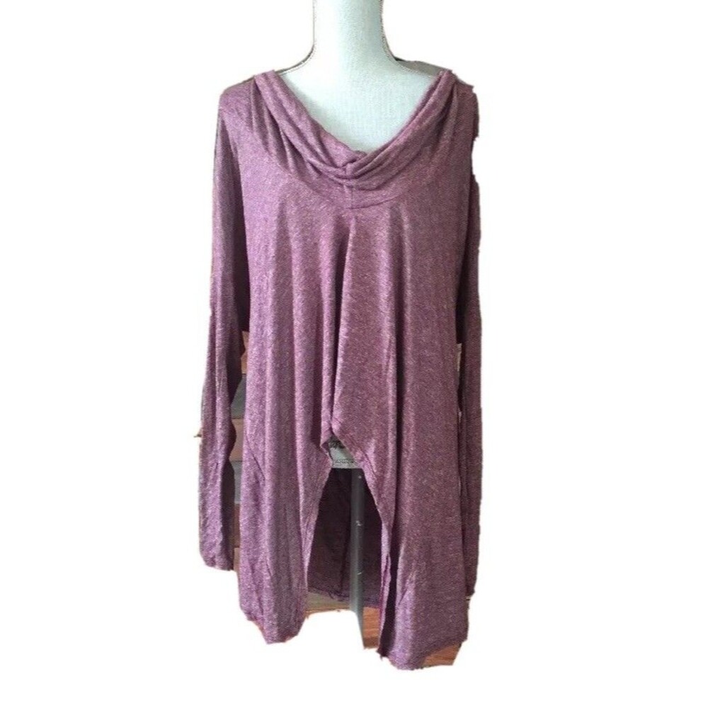 MICHAEL STARS womens sweater Brooklyn Jersey Cowl Neck Purple Plum O/S K132